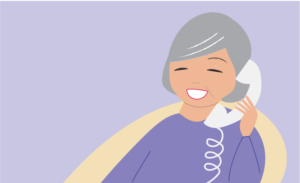 A happy senior woman taking a call